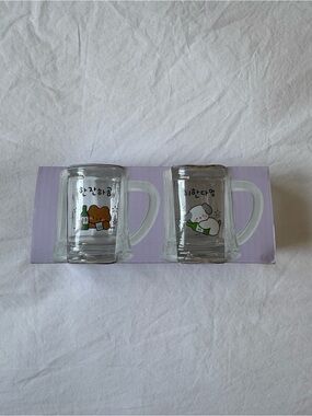 Mini Soju Glass Set (with Handle): Bear & Puppy